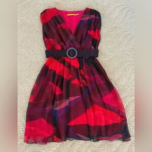 Alice + Olivia Vibrant Red and Black Dress